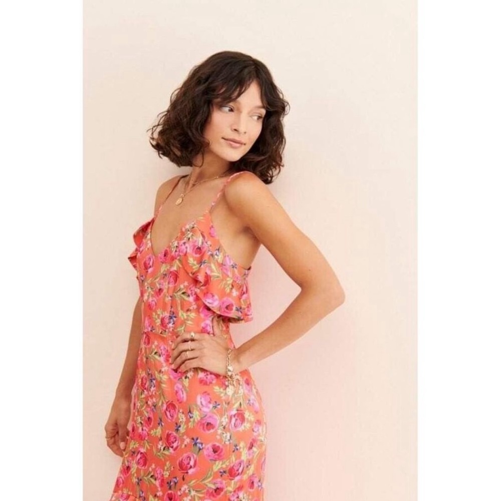 Anthropologie Keepsake The Label Coral Tiered Ruffle Maxi Dress